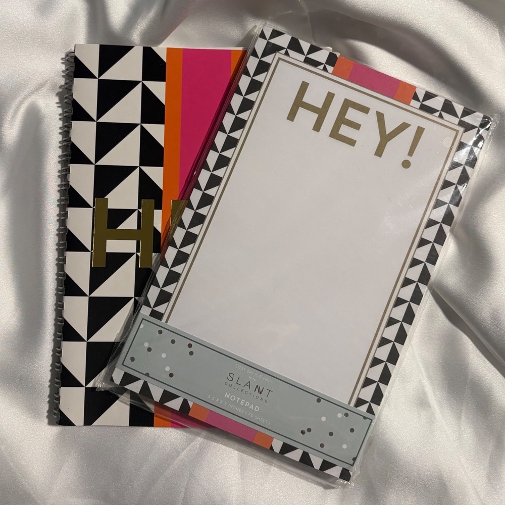 Slant Collections Hey Journal‎ and Notepad Set Geometric Pink Orange Gold Foil